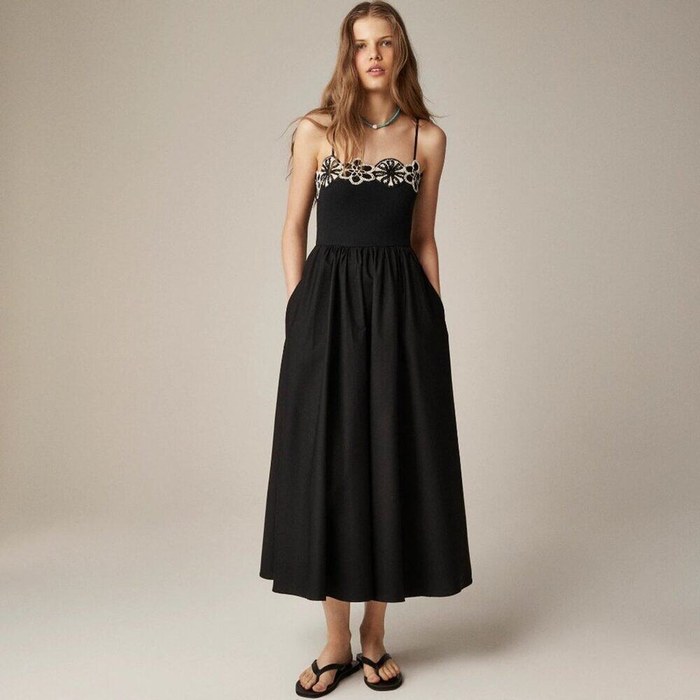 NWT J Crew Crochet Mixy Maxi Dress Black XXS - Picture 2 of 5